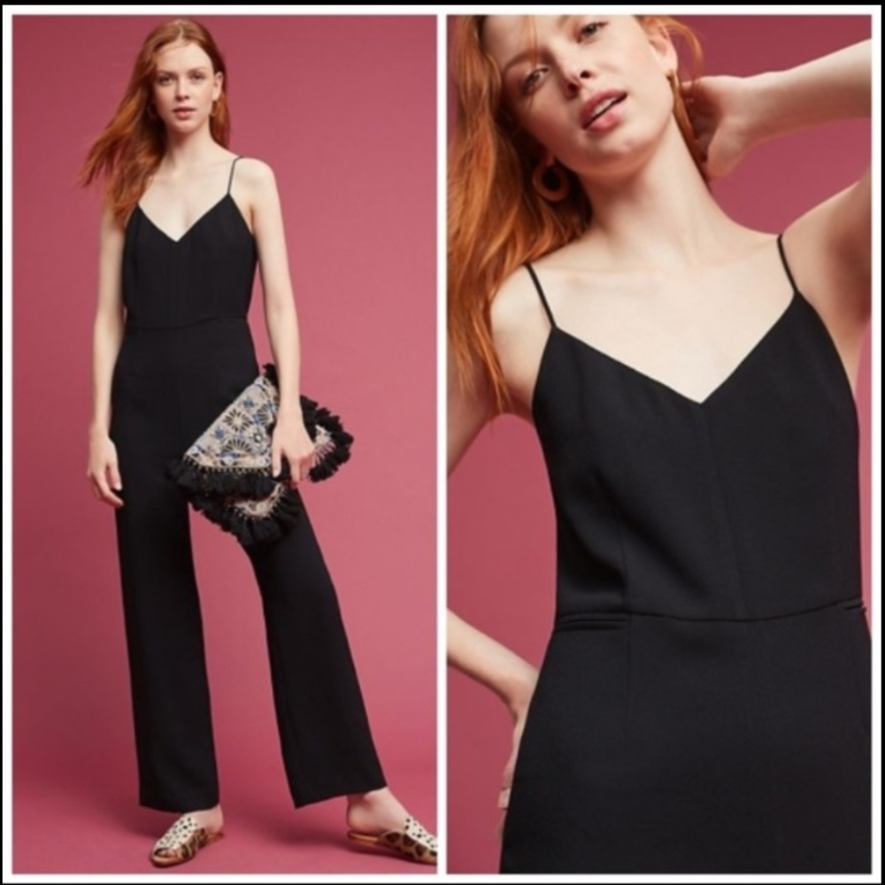 Anthropologie The Essential Strappy Black Jumpsuit
